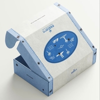Boîte d'emballage pliable en carton ondulé blanc à pois, idéale pour les cadeaux de vacances, en matériau écologique, personnalisable, type avion