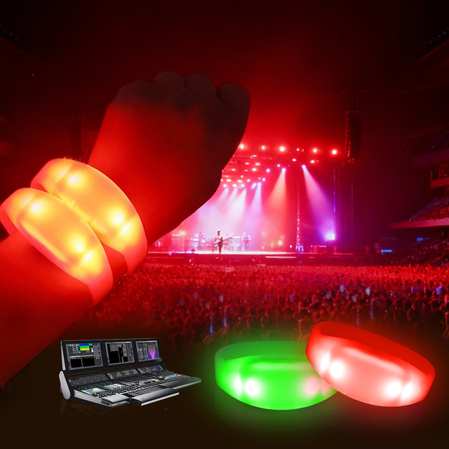 DMX Control RF Programmable LED Silicone Wristband RGB Glowing Bracelet for Events Concert Party Custom Logo Wholesale