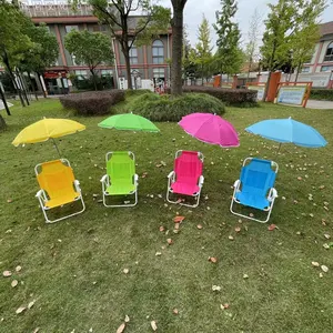 كرسي شاطئ للأطفال مرتفع الطلب مع مظلة قماش معدني من الفولاذ المقاوم للصدأ مجموعة طاولة عصرية وكراسي الشاطئ