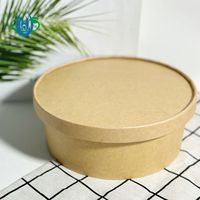 Bol à soupe jetable en papier kraft biodégradable, imprimé en couleur sur mesure, avec couvercle en papier