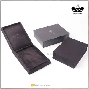 Customized Blind Stamped LOGO Black Faux Suede Wrapped Waist Line Fine Jewellery Series Packaging Box
