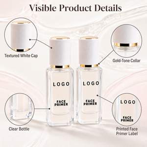 HKH Clear Bottle Face Primer with Textured <b>White</b> Cap and Gold-Tone Collar for All Skin Types Liquid Makeup Base - Product Image 1
