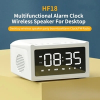 Nieuwe Draadloze Hf18 Opladen Draagbare Bt Speaker Multifunctionele Draadloze Opladen Klok Wekker 3-1 Fm Radio Dual Speaker