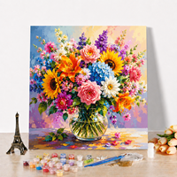 Y-040 Peinture par numéros, bouquet de fleurs colorées, kit de peinture à l'huile sur toile, art mural floral DIY, décoration intérieure, cadeau pour adultes
