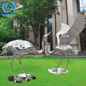 Stainless Steel Crane Sculpture Outdoor Garden Floor Mount Mirror Finish Animal Figure Handmade Decoration - Product Image 4