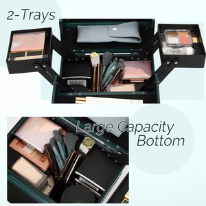 Estuche de <span class=keywords><strong>Maquillaje</strong></span> de Viaje con 4 Bandejas, Gran Capacidad, Organizador de Uñas Portátil con Cerradura, <span class=keywords><strong>para</strong></span> Cosmetología y Capacitaciones, con Set de Brochas - Product Image 5