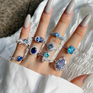 925 серебряные Роскошные обручальные кольца для женщин Персонализированные сапфировые повседневные Элегантные для свадебной вечеринки - Product Image 1