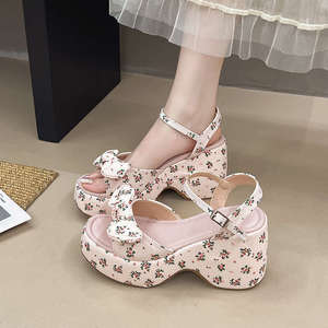 Sandales compensées à talon épais pour femme, style français, confortables, nouvelle collection été 2025, modèle 26 - Product Image 2