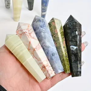 Vente en gros d'obélisques en quartz naturel, de points de cristal de guérison en améthyste, jade et quartz de feu, de style Feng Shui - Product Image 2