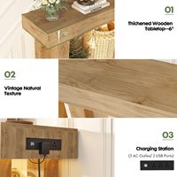 Table console moderne en pin massif écologique avec lumière à capteur pour salon, appartement, entrée, décoration intérieure