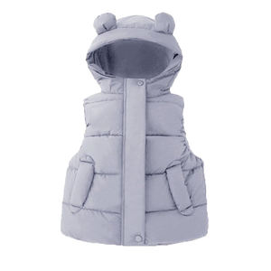 Si mignon bébé garçons filles à capuche vers le bas gilet hiver léger <span class=keywords><strong>sans</strong></span> manches oreilles d'ours fermeture éclair veste - Product Image 2