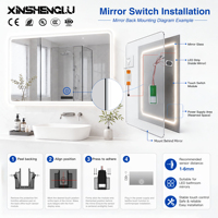 Module LED pour miroir avec commande vocale espagnole, capteur tactile, interrupteur DC 12V 5A, fonction de mémoire d'arrêt automatique, certifié CE, IP21 pour salle de bain