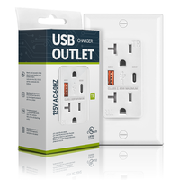 Pour UL Listed PD65W Haute Vitesse Toma Corriente USB Prise D'alimentation Murale USB Type C Ports 2 Prises CA 125V Charge Rapide Cuivre