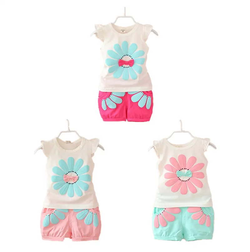 Kids Clothes Sets Bulk Wholesale Kids Clothing Set Cute Baby Girl Summer Clothes Elegant Fashion Children Girls Boutique Clothing Sets