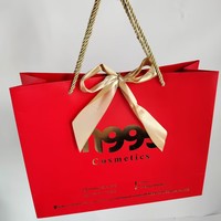 Luxe papieren cadeauzakjes op maat - Gouden foliedruk grote strik cadeauzakjes met touwhandvatten voor Valentijnsdag, bruiloft, feestjes