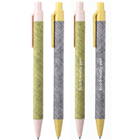 Pulpen Klik Tabung Kertas Bambu Motif Kain 1.0mm Logo Custom Ramah Lingkungan Unik Hadiah Promosi Kantor Sekolah