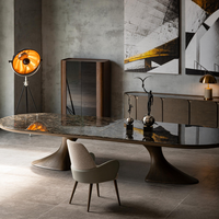 Amerikanisches High-End Marmor Massivholz Tischbein Esstisch- und Stuhl-Set für Villa, Club, Zuhause, Anpassbare Restaurantmöbel