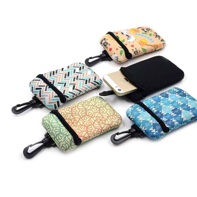 Professional Fancy New Design Microfiber Mobile Phone Pouch with Plastic Keychain