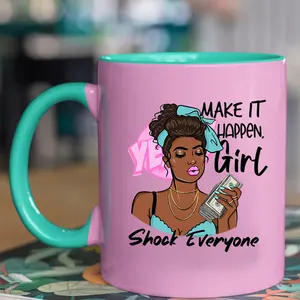 Make It Happy Girl UV Autocollants DTF Auto-Adhésif Étanche pour 16oz 20oz Tasses Wrap - Product Image 1