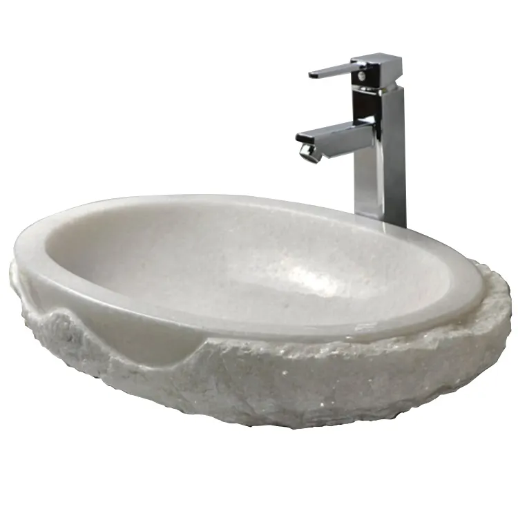 बाथरूम का उपयोग प्राकृतिक सफेद संगमरमर पत्थर नक्काशी पॉलिश पानी बेसिन धोने सिंक काउंटर शीर्ष गर्त