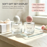 Flacon de parfum cylindrique en verre transparent pour emballage de parfum féminin de marque