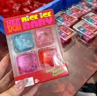 Jouet sensoriel anti-stress NeeDoh Nice Ice Baby Super Solid Squish en forme de mini cube à presser pour enfants et adultes - Édition Noël