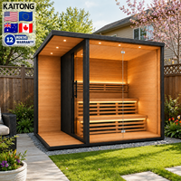 Sauna de Exterior de Madera de Cedro, Estilo Finlandés, Moderna y Tradicional, de Lujo, Personalizable, para 2, 4, 6, 8 o 10 Personas, Marca Kaitong