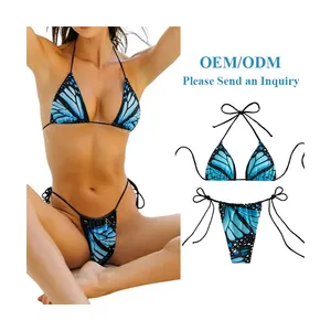 Individuelle Mode Damen Recycling Druck Bademode Schlussverkauf Zubehör elastischer brasilianischer Bikini Luxus Übergröße zweiteilige Strandbekleidung