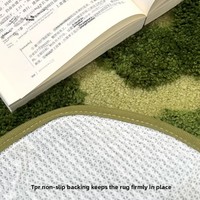 Tapis de sol en peluche épais, motif mousse forestière, pour chambre à coucher, lavable en machine