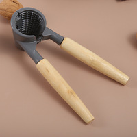 Pince à noix manuelle en alliage d'aluminium et bois pour cuisine, pour noix, noix de pécan, noix de cajou, amandes, noix de hickory, châtaignes, fruits de mer, ail, entonnoir