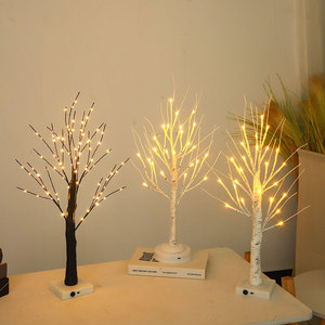 CAIMEIYI <span class=keywords><strong>Arbre</strong></span> artificiel de Noël d'intérieur 60 cm, décoration de Noël, palmier blanc, <span class=keywords><strong>bouleau</strong></span>, 24 lumières <span class=keywords><strong>LED</strong></span>, boîte à piles, alimentation USB, IP44 - Product Image 2