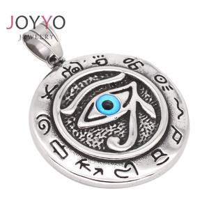 Colgante egipcio Vintage de plata de acero inoxidable, colgante de <span class=keywords><strong>ojo</strong></span> de Ammon hueco, colgante de <span class=keywords><strong>amuleto</strong></span> de <span class=keywords><strong>Ojo</strong></span> Azul vikingo nórdico de <span class=keywords><strong>Horus</strong></span> - Product Image 3