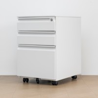 Classeur de bureau en métal poignée à 5 roues avec serrure à clé 3 tiroirs sous le bureau armoire de rangement sur piédestal mobile