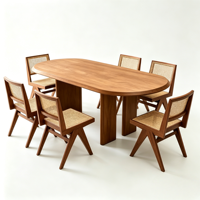 Table à manger ovale noire Racetrack, table à manger en bois massif 8 places avec 3 pieds pour maison et restaurant modernes