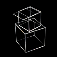 Boîte cube en acrylique à couvercle rabattable avec logo personnalisé Boîte de rangement en plexiglas transparent avec couvercle