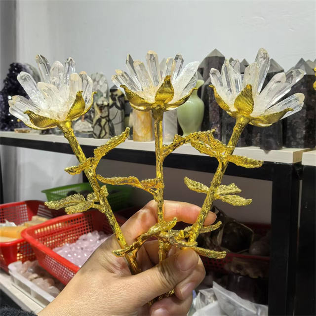 Clair cristal de quartz cluster fleur arbre décoration de la maison cadeau