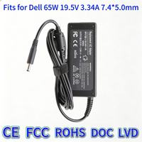Chargeur secteur pour ordinateur portable 65W 19.5V 3.34A DC 7.4 5.0mm de forme allongée, compatible avec Dell Latitude E6430 E6440 E6540 E5440 E5540