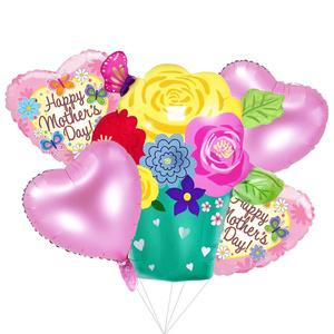 Happy mother's Day Helium Globos Feliz Dia vaso grembiule Heart Love Mom girasole Foil Balloons Set madre decorazioni per feste regali - Product Image 4