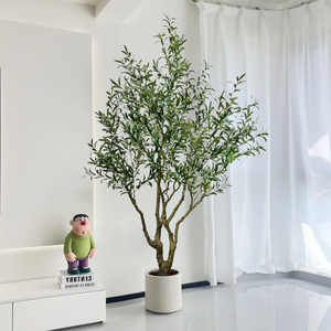 Grand Bonsaï d'olivier artificiel LUYI fait main, résistant aux UV, pour décoration intérieure/extérieure de Noël, en soie et plastique, imitation palmier - Product Image 5