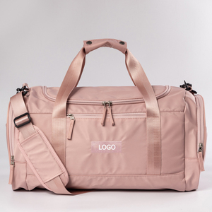 Phụ Nữ Màu Hồng Không Thấm Nước Nylon Ngoài Trời Duffle Thể Thao Phòng Tập Thể Dục Túi Biểu Tượng Tùy Chỉnh Lớn Qua Đêm Cuối Tuần Túi Du Lịch Với Ngăn Giày - Product Image 2