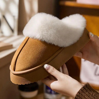 Bottes d'Hiver en Fourrure Moelleuse pour Femmes, Semelle Épaisse Douce, Chaussons Chaleureux d'Intérieur Respirants et Confortables