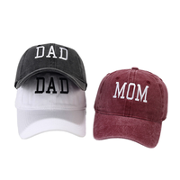 Casquette de baseball en denim délavé vintage avec broderie 3D 'DAD MOM', en coton, réglable, unisexe, décontractée, streetwear, sportive, formelle