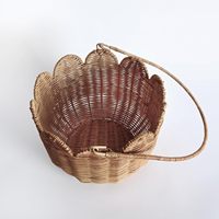 Panier de rangement en rotin naturel tressé à la main avec bord festonné, écologique, vintage/durable, multi-usages, pour fleurs et plantes