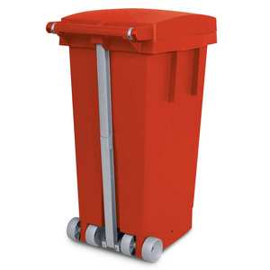 Tret-Abfallbehälter con capacidad de 80 litros 370X510X790mm en color Rot con rodillos - Product Image 3