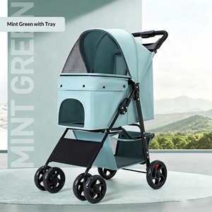 <span class=keywords><strong>Poussette</strong></span> pliable pour animaux de compagnie en métal léger, pliage rapide à une touche, espace extra large, chariot pour Corgis, Teddy, chiens et chats de petite et moyenne taille - Product Image 6