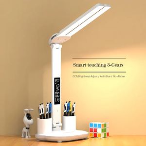 Mesa LED recargable moderna de 3200mAh de doble cabeza para dormitorio, estudio, protección ocular, calendario, pantalla de fecha, bolígrafo táctil de luces nocturnas - Product Image 2