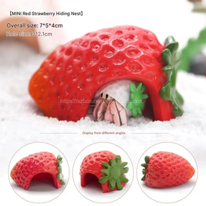 Creatieve Kleine Reptielen Decor Voor Aquaria Innovatieve Hars Aardbei Schuilplaats Voor Heremietkrab En Spin Huisdieren - Product Image 3