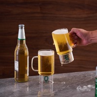 Mug à bière en verre borosilicate haute résistance, tasse à eau, résistant aux hautes températures, design moderne et minimaliste, avec poignée, couleur unie, simple paroi, pour le bureau