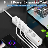 PUJIMAX Prise murale électrique européenne Prise de courant EU Multiprise 1.5m avec prise USB Type C Chargeur