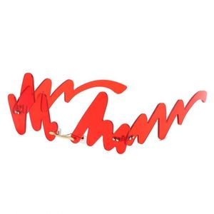 2020 Luxury Fashion Unique Doodle Glasses Red Wave <b>Sunglasses</b> <b>Rimless</b> Punk <b>Sunglasses</b> for Men Women - Product Image 5